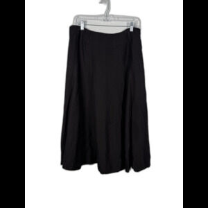 Linen Skirt Black 12 Midi Minimalist Capsule Luxury Classic Full Euro Resort